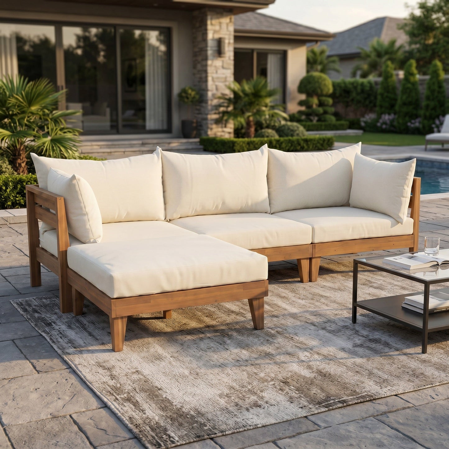 Topmax 6 Piece Acacia Wood Patio Sofa Set