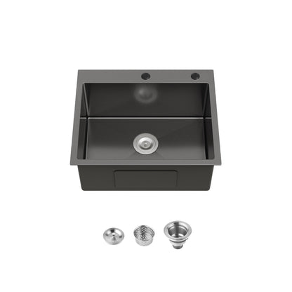 Stainless steel undermount kitchen sink 23x19 in, single bowl with drain parts on Tampa Home & Garden Store