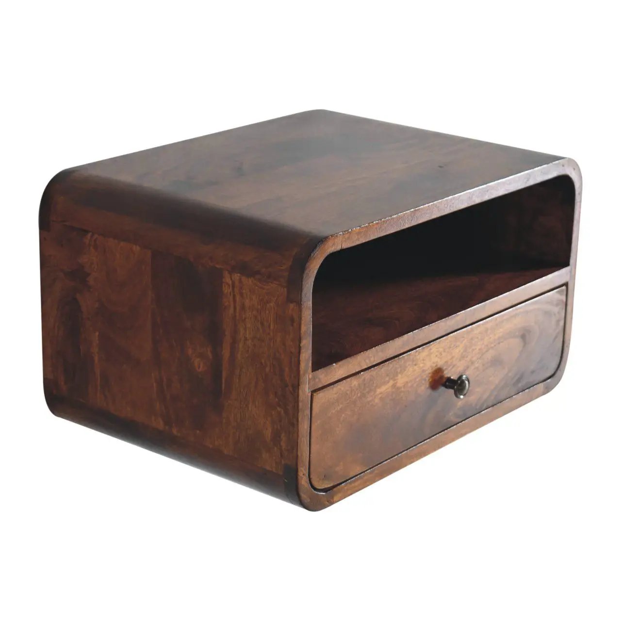 Curved Upper Slot Floating Nightstand with Drawer