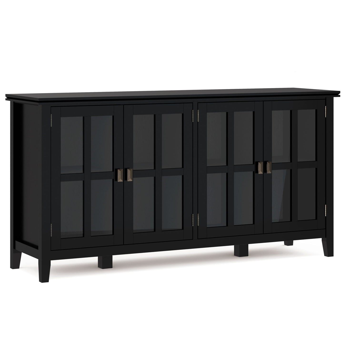 Artisan Wide 4-Door Storage Cabinet in black with glass panel doors by HouseOfZazla on Tampa Home & Garden Store