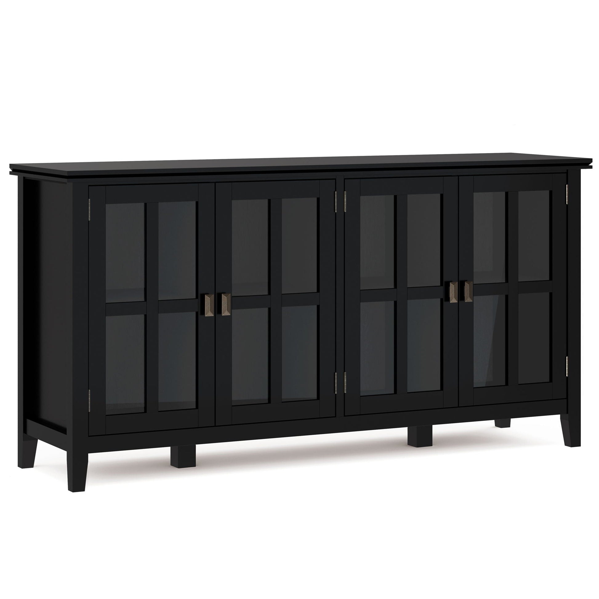 Artisan Wide 4-Door Storage Cabinet in black with glass panel doors by HouseOfZazla on Tampa Home & Garden Store