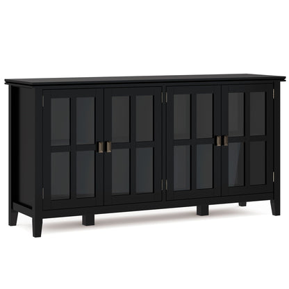 Artisan Wide 4-Door Storage Cabinet in black with glass panel doors by HouseOfZazla on Tampa Home & Garden Store
