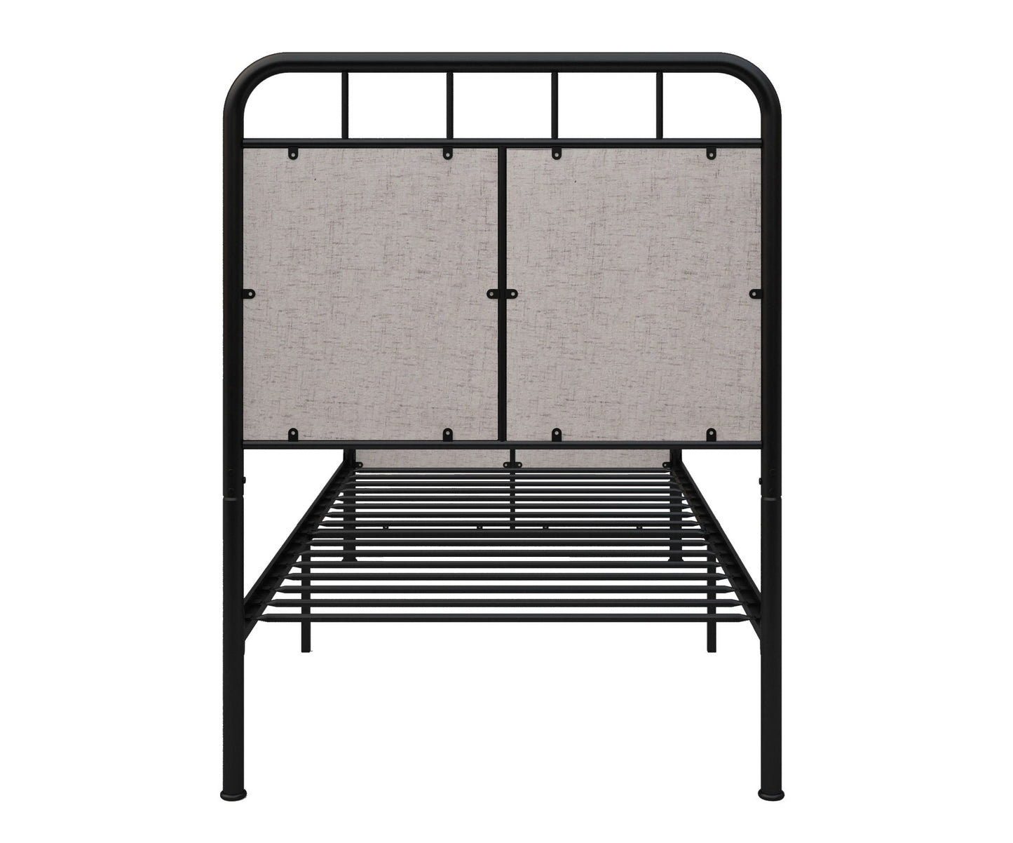 Twin Size Linen and Metal Upholstered Bed Frame