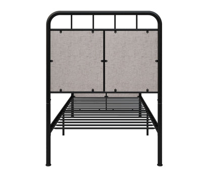 Twin Size Linen and Metal Upholstered Bed Frame