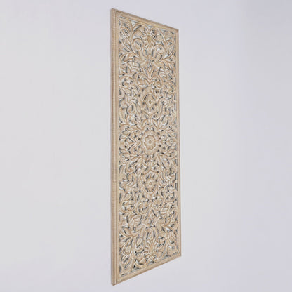 Floral hand carved mandala wall decor with mirror antique brown white HouseOfZazla on Tampa Home & Garden Store