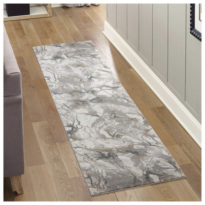 Geometrix Area Rug by HouseOfZazla in gray with 3D abstract pattern, long runner on Tampa Home & Garden Store