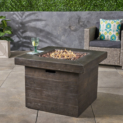 Anchorage 32in Wood Square MGO Fire Pit Brown 40,000 BTU on Tampa Home & Garden Store