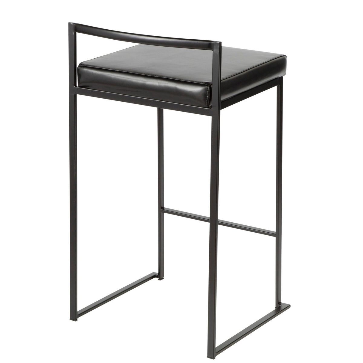 Stackable contemporary counter stool with black cushioned seat and metal frame footrest on Tampa Home & Garden Store