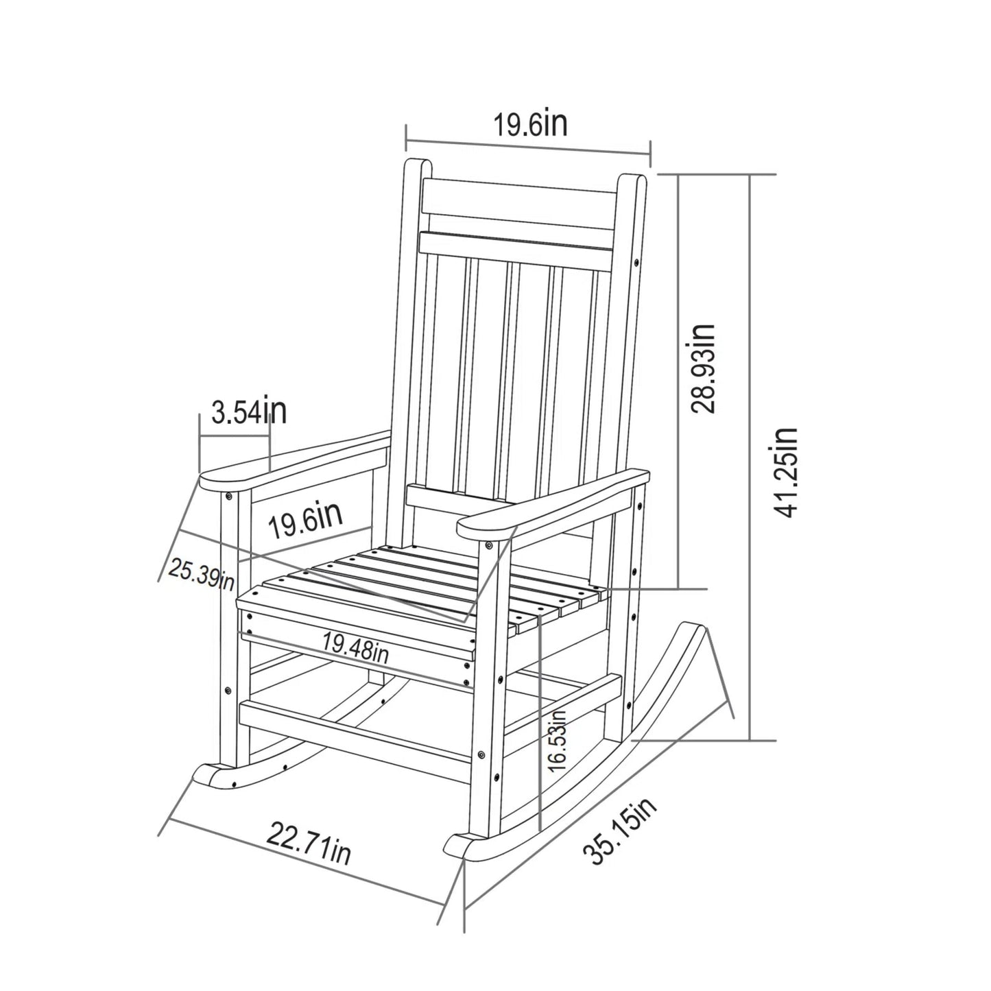 Oversized rocking chair wood-textured outdoor rocker by HouseOfZazla with slatted seat on Tampa Home & Garden Store