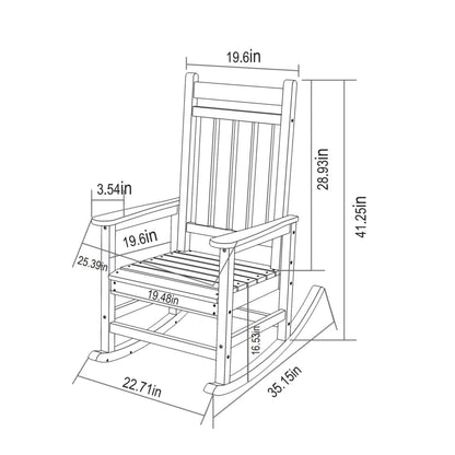 Oversized rocking chair wood-textured outdoor rocker by HouseOfZazla with slatted seat on Tampa Home & Garden Store
