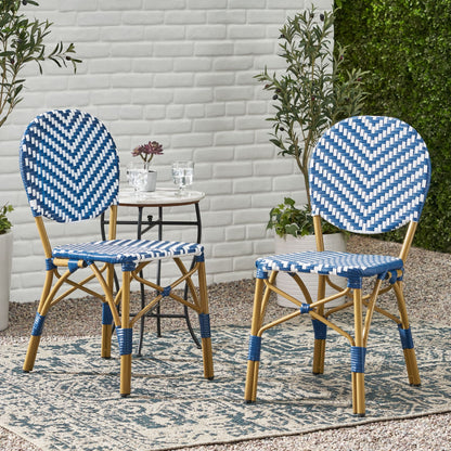 Navy Blue French Armless and Aluminum Chairs