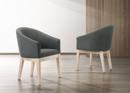Barrel accent chair set of 2 in gray fabric with light wood legs, contemporary design on Tampa Home & Garden Store