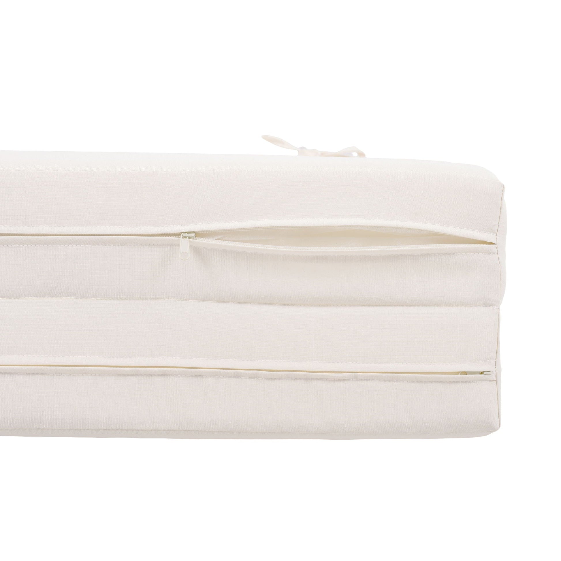 Lounge chaise cushion in cream by HouseOfZazla for acacia wood sunloungers, water-resistant on Tampa Home & Garden Store