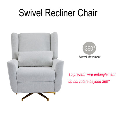 Power Recliner Chair with 360° swivel in gray fabric upholstery by HouseOfZazla on Tampa Home & Garden Store