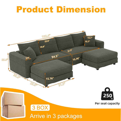 Convertible Sofa With Deep Seat and Pillows