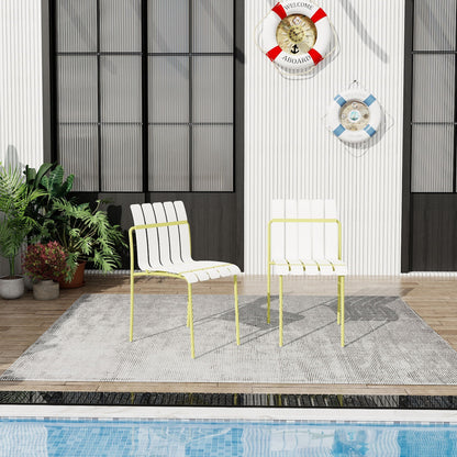4 Piece Set Of Modern Color Block Chairs HouseOfZazla white seats pale yellow outdoor patio on Tampa Home & Garden Store