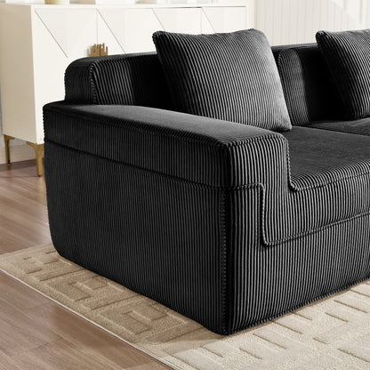 Modular Corduroy Armless Sofa and Plush Pillow