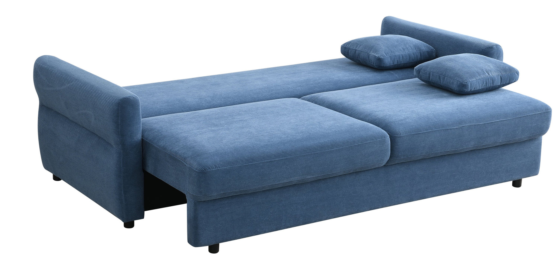 Haran Fabric Pull-Out Sleeper with Storage blue fabric sofa bed HouseOfZazla on Tampa Home & Garden Store