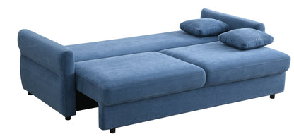 Haran Fabric Pull-Out Sleeper with Storage blue fabric sofa bed HouseOfZazla on Tampa Home & Garden Store