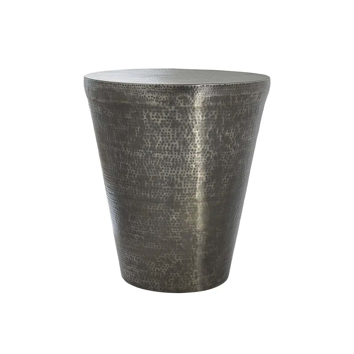Drum accent tapered side table hammered metallic finish in silver by Unique Piece Furniture on Tampa Home & Garden Store