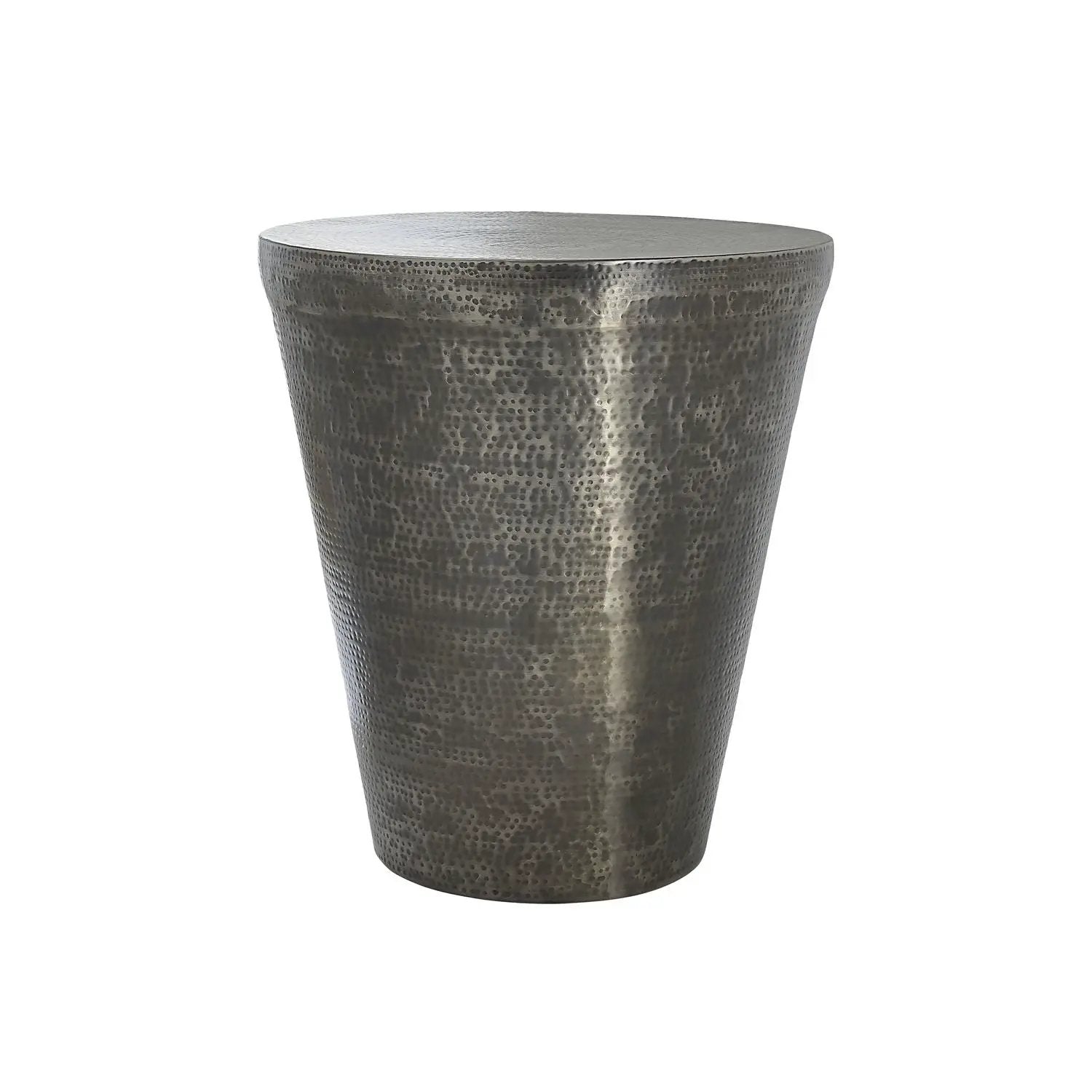 Drum accent tapered side table hammered metallic finish in silver by Unique Piece Furniture on Tampa Home & Garden Store