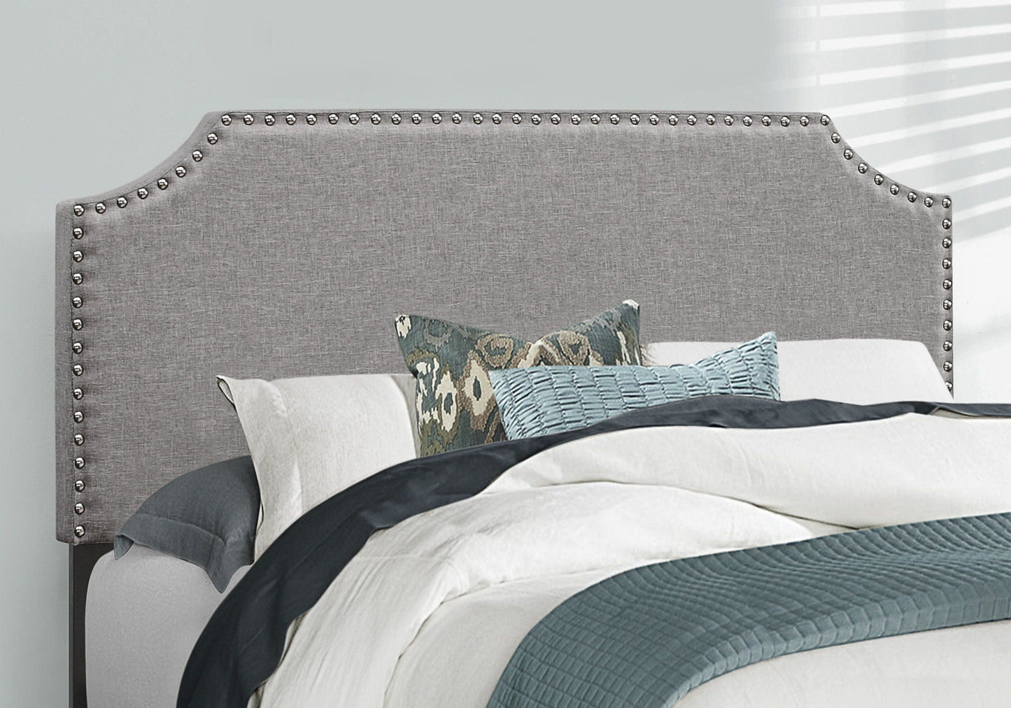 Transitional Gray Upholstered Bed by 8th Street