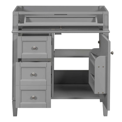 Bathroom vanity base with 2 drawers and tip-out drawer, gray finish, storage cabinet on Tampa Home & Garden Store