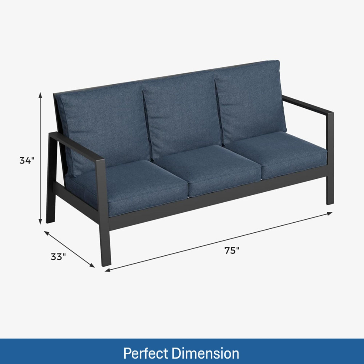 3 Seat All Weather Aluminum Sofa and Cushions