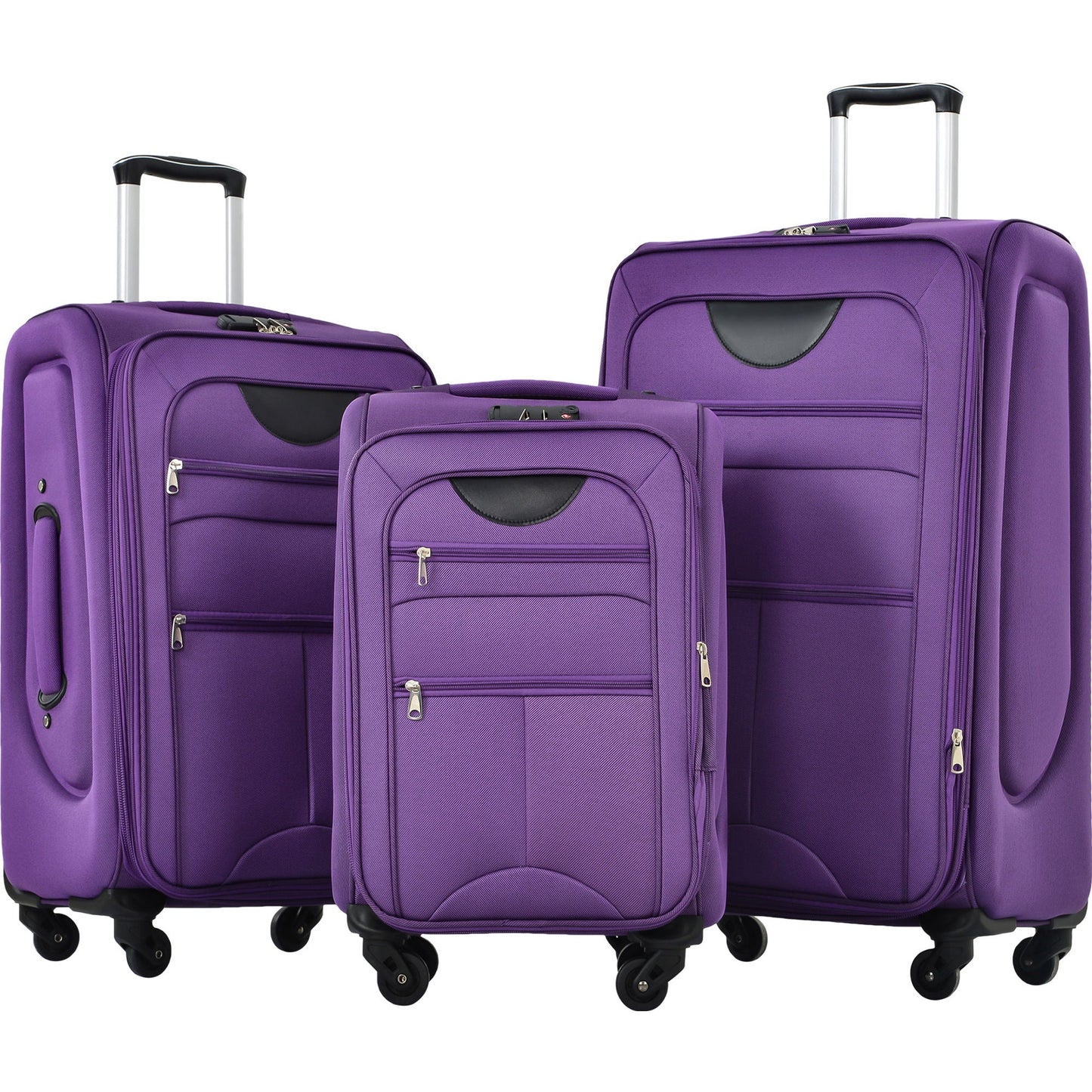 Softside expandable 3-piece luggage set by HouseOfZazla purple with spinner wheels on Tampa Home & Garden Store
