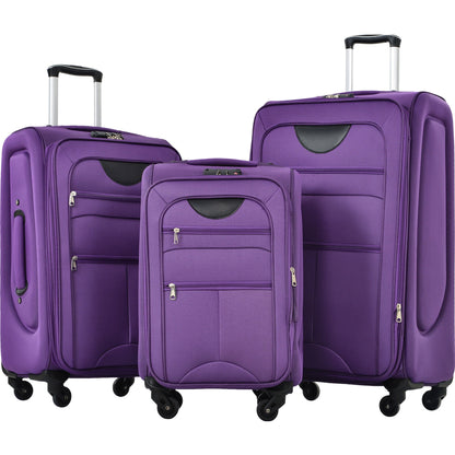 Softside expandable 3-piece luggage set by HouseOfZazla purple with spinner wheels on Tampa Home & Garden Store