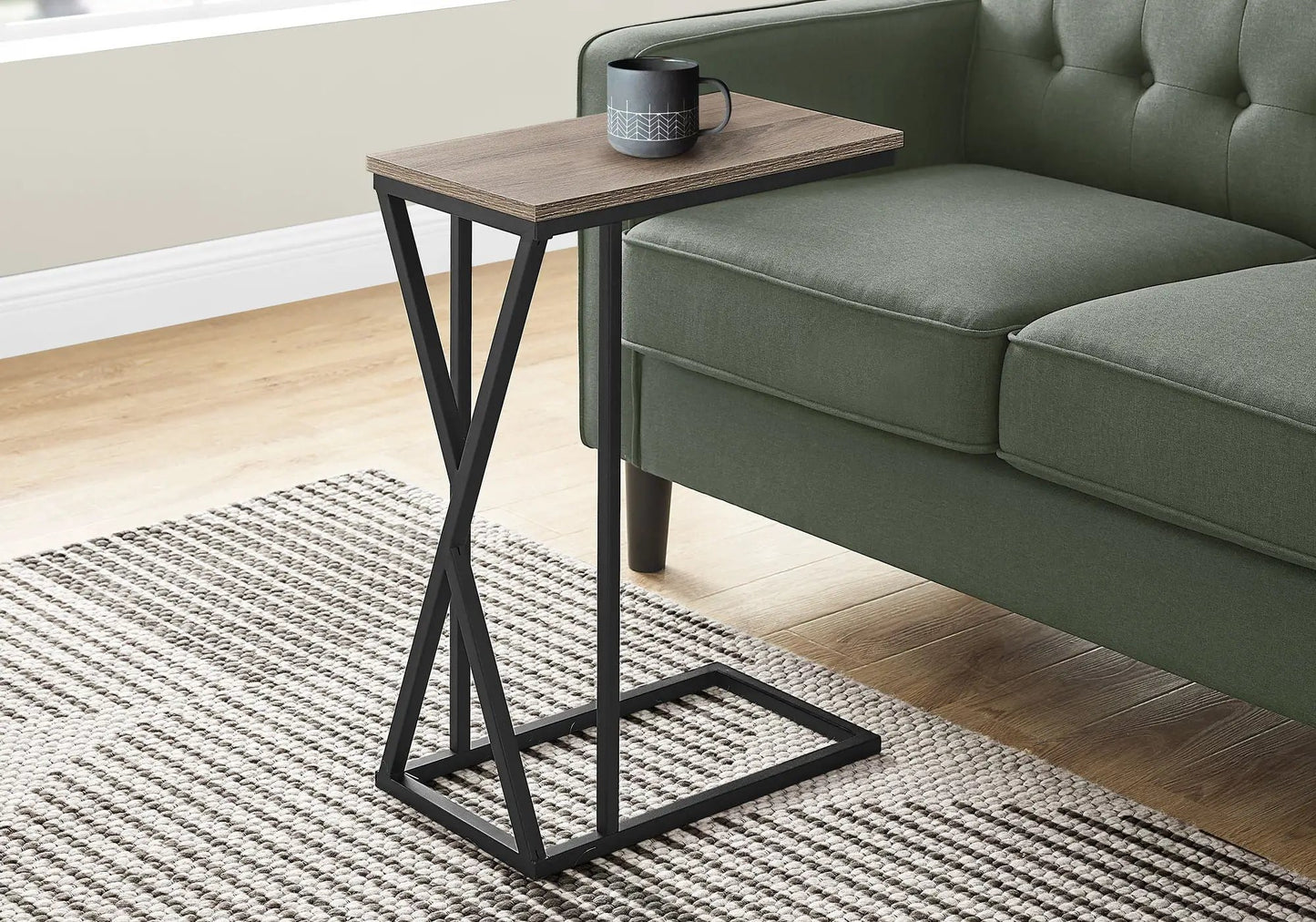C Shaped Accent Table with Contemporary Design