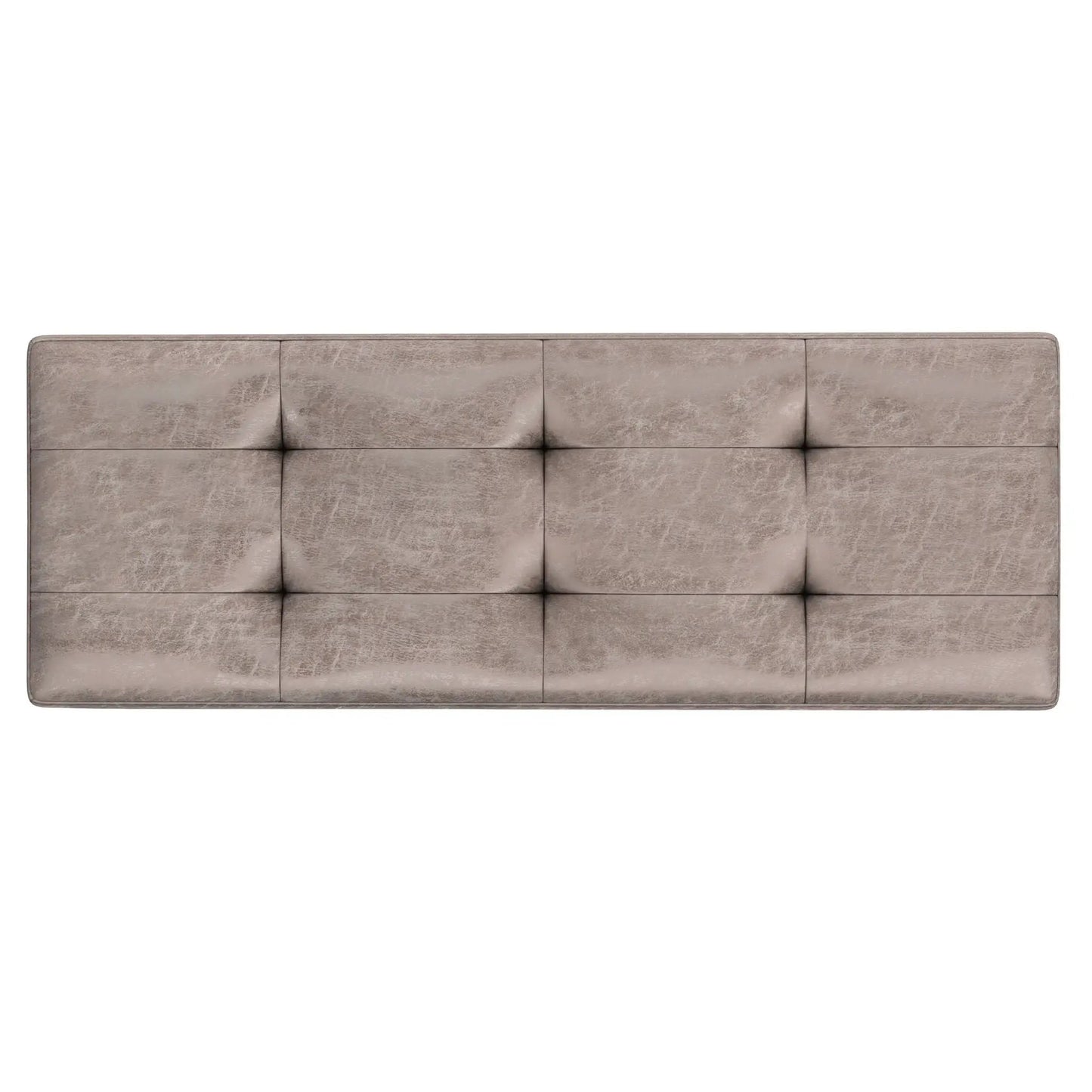 Shay large square storage ottoman coffee table in taupe faux leather mid-century style on Tampa Home & Garden Store