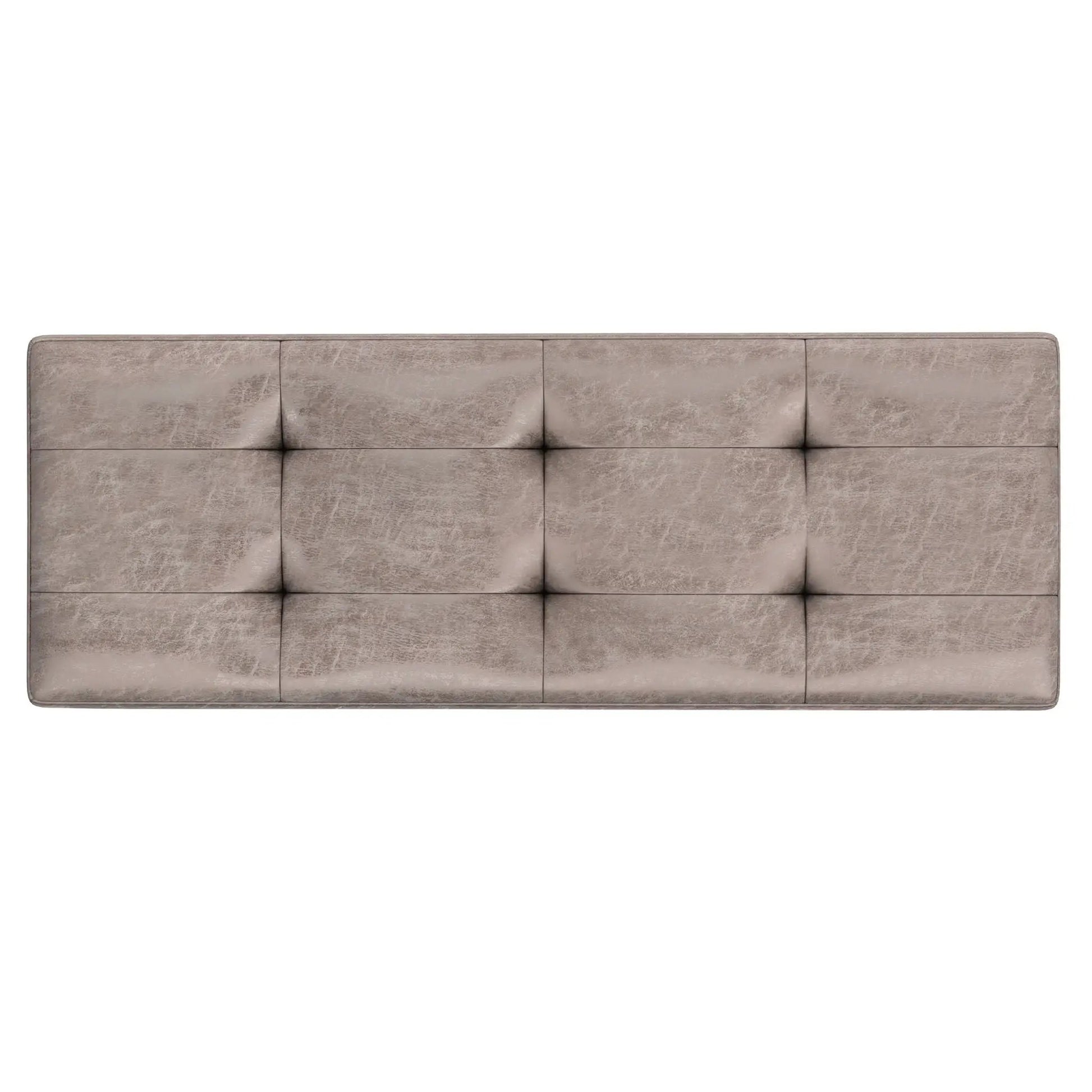 Shay large square storage ottoman coffee table in taupe faux leather mid-century style on Tampa Home & Garden Store