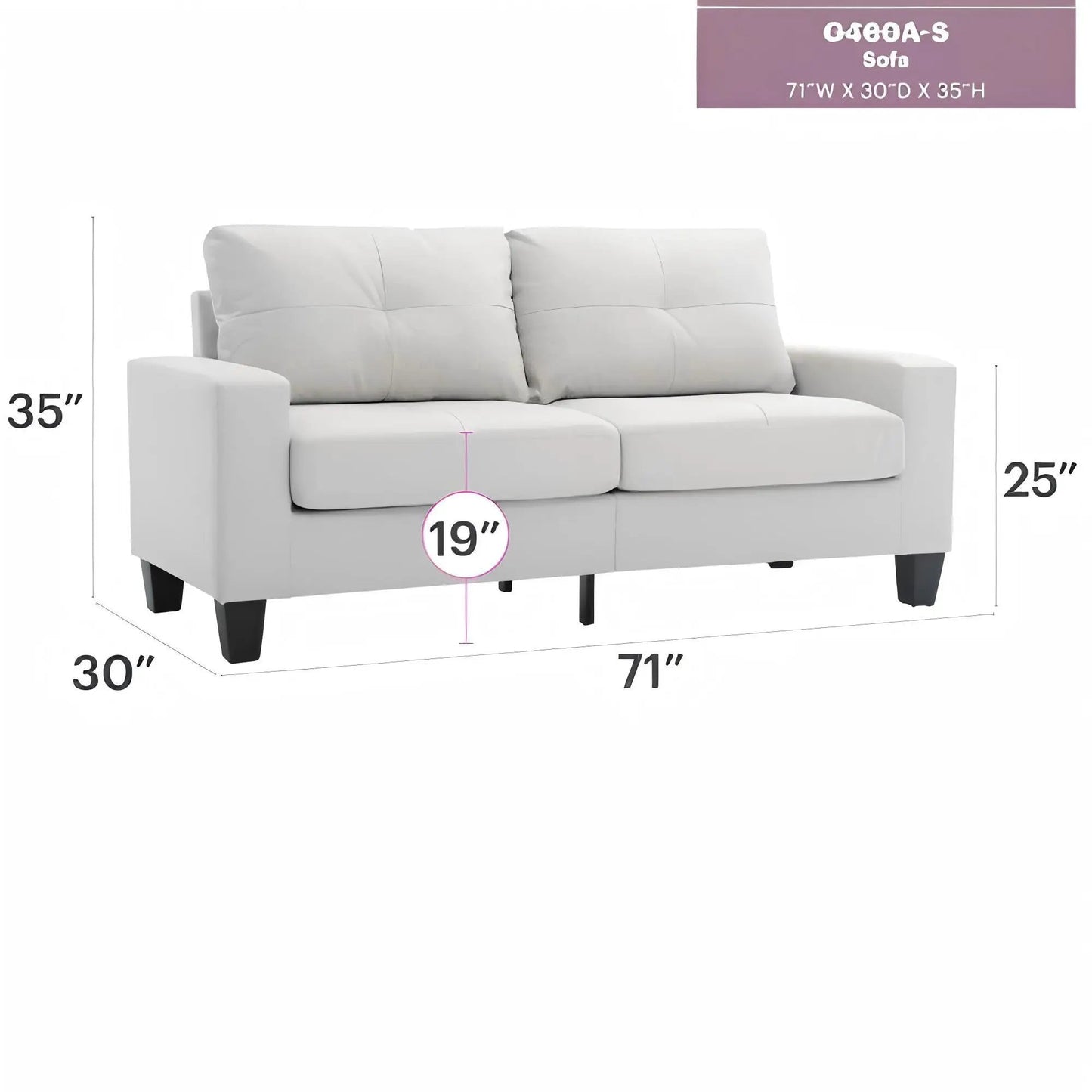Newbury Modular Sofa Modern white upholstery by Unique Piece Furniture, 71W x 30D x 35H on Tampa Home & Garden Store