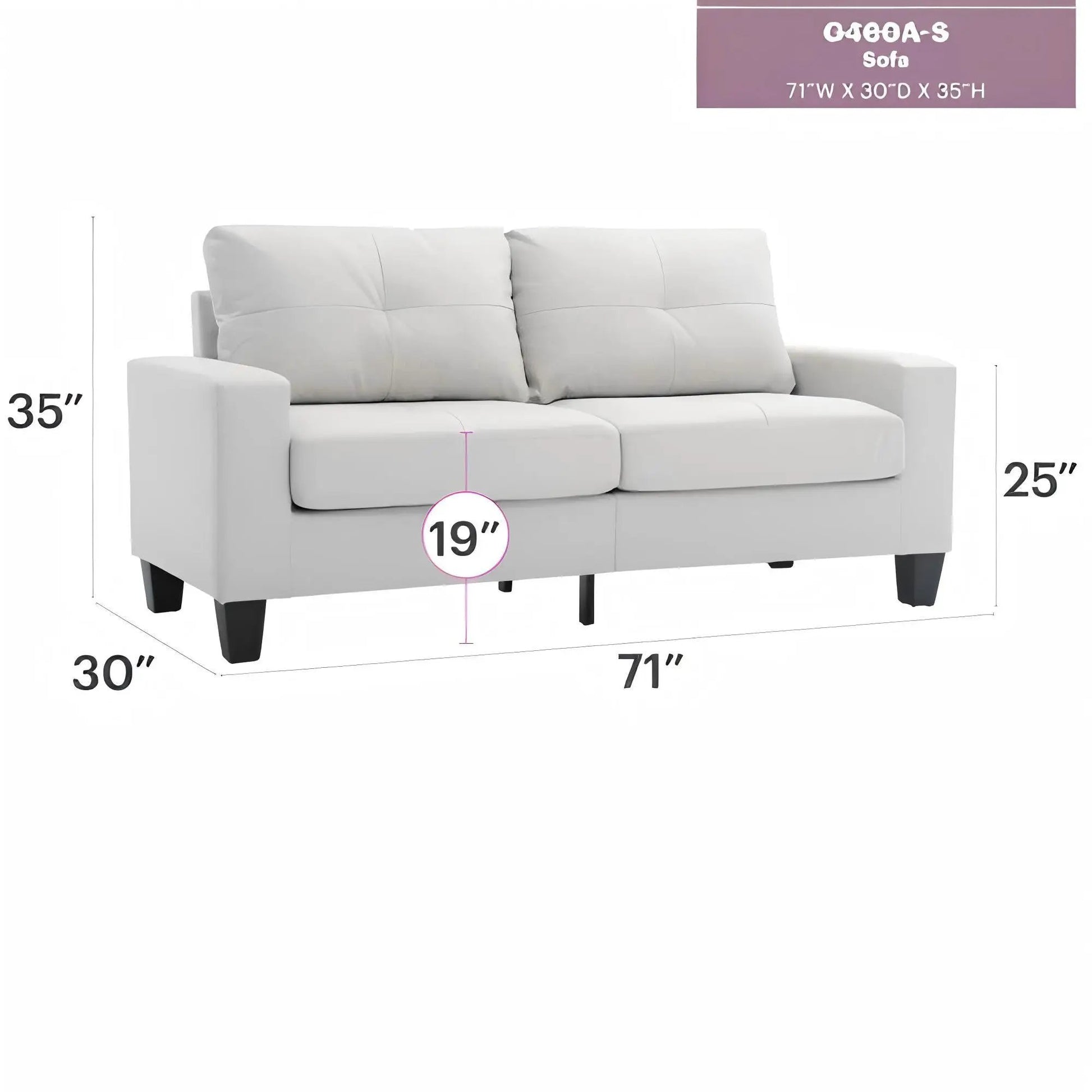 Newbury Modular Sofa Modern white upholstery by Unique Piece Furniture, 71W x 30D x 35H on Tampa Home & Garden Store