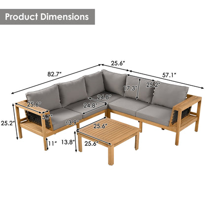 4 Piece Outdoor Acacia Sofa And Coffee Table