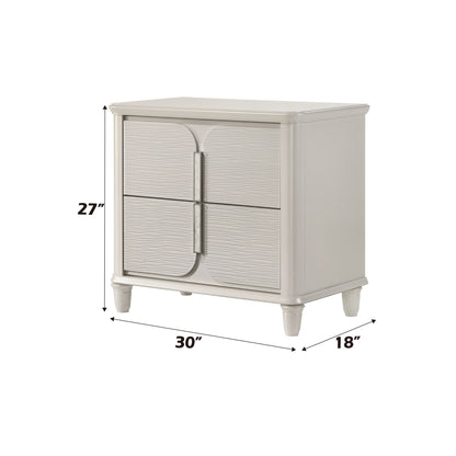Laveda Nightstand White by HouseOfZazla, accent nightstand with 2 drawers and textured fronts on Tampa Home & Garden Store