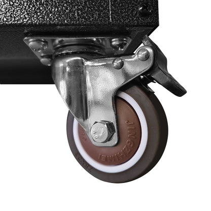Sturdy metal tool storage cabinet caster wheel assembly with metal bracket on steel on Tampa Home & Garden Store