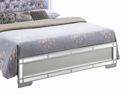 Madison Upholstered Bed With LED by HouseOfZazla, tufted headboard, chrome mirrored frame on Tampa Home & Garden Store