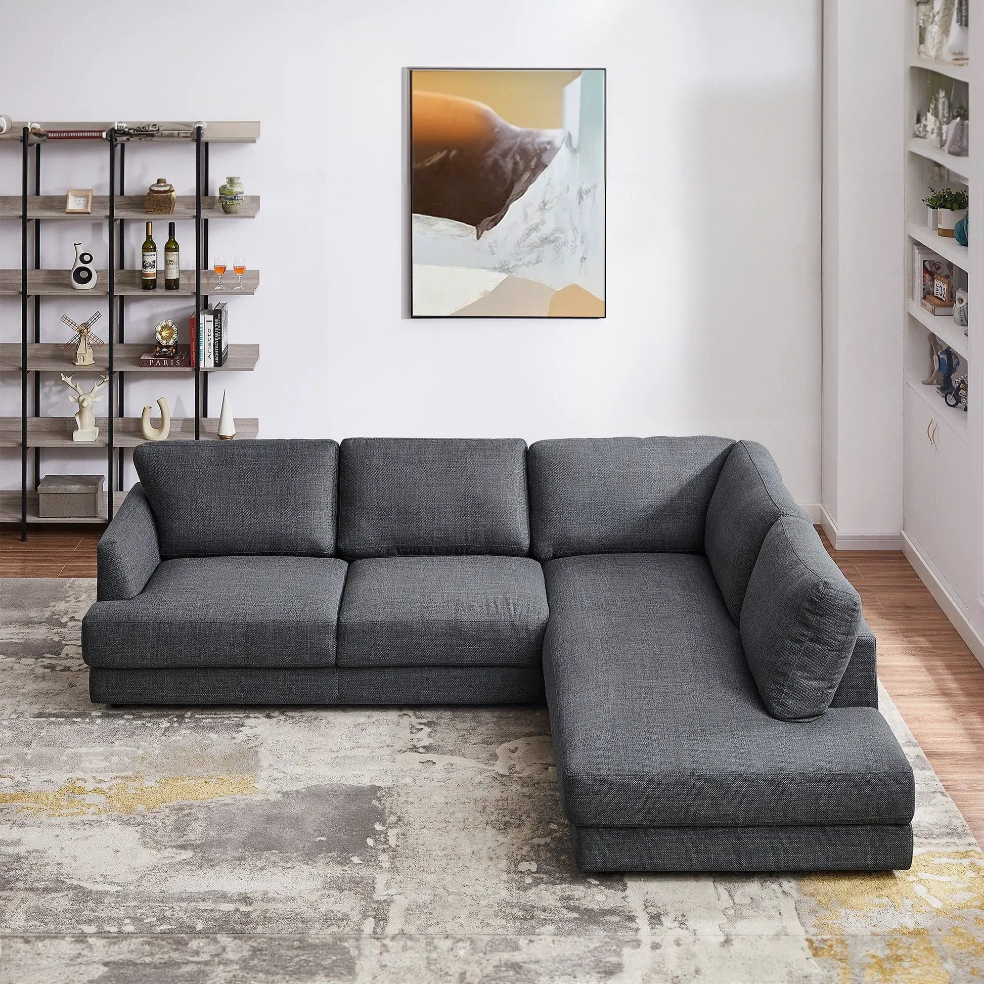 Glander Comfortable Sectional Sofa in dark gray fabric, stationary by Unique Piece Furniture on Tampa Home & Garden Store