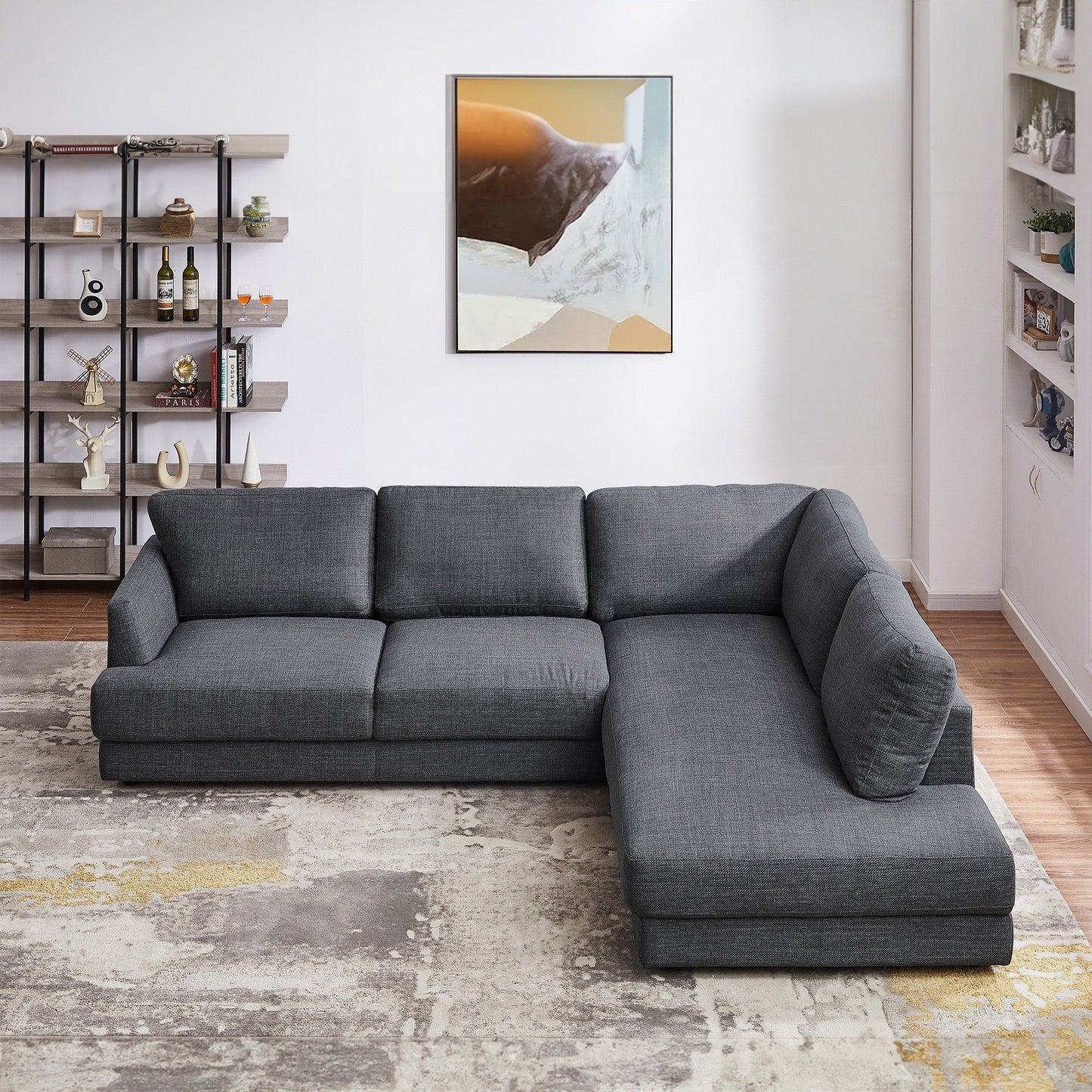 Glander Comfortable Cozy Sectional Sofa in dark gray fabric on Tampa Home & Garden Store
