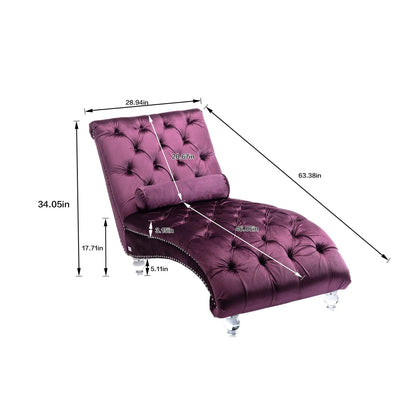 Indoor Chaise Lounge With Button Tufted Pillow