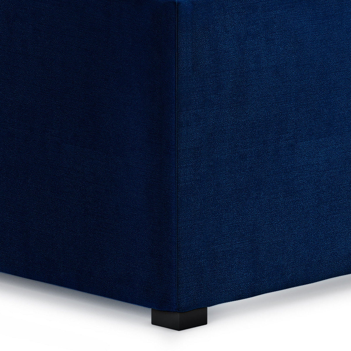 Avalon square storage ottoman navy upholstery with black square leg on Tampa Home & Garden Store