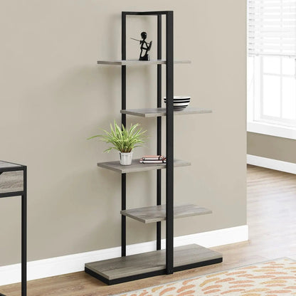 5-tier etagere with black metal frame and light wood shelves for office decor on Tampa Home & Garden Store
