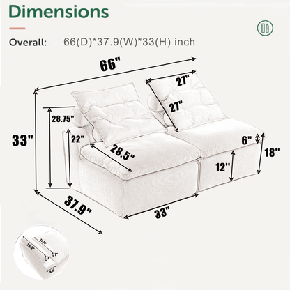 Modular Sofa With Neck and Lumbar Pillows