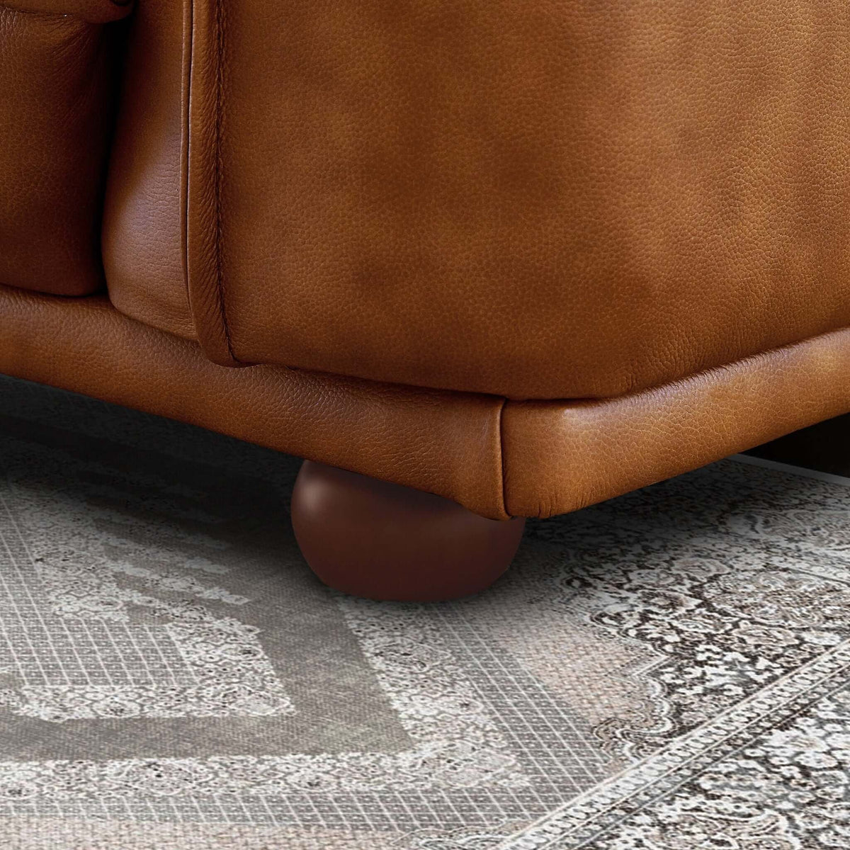 Sofa HouseOfZazla mid-century modern tufted leather in warm brown on Tampa Home & Garden Store