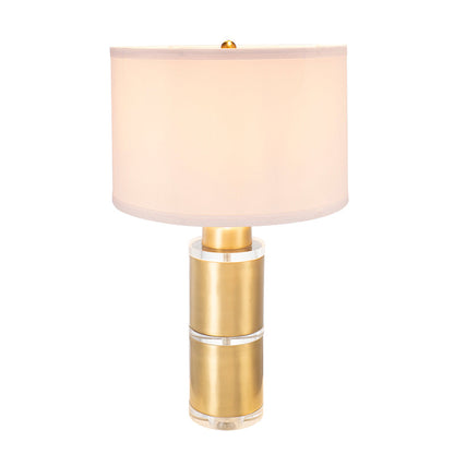 Table lamp D15x25.5in with gold cylindrical base and beige drum shade by HouseOfZazla on Tampa Home & Garden Store