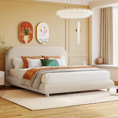Upholstered Platform Bed With Thick Solid Frame
