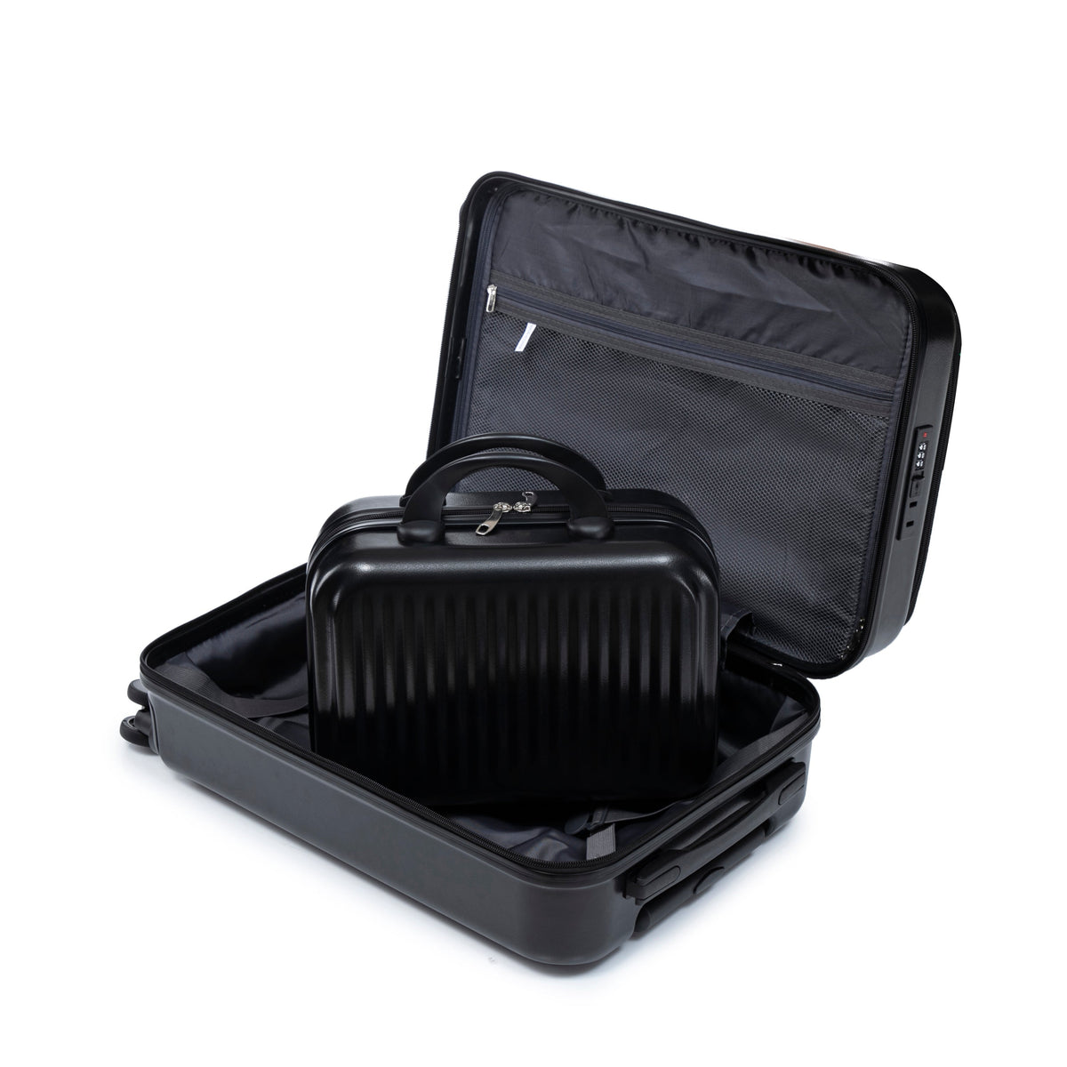 Luggage set 14' & 20' ABS spinner wheels; black hard-shell with interior mesh pocket and cosmetic case on Tampa Home & Garden Store