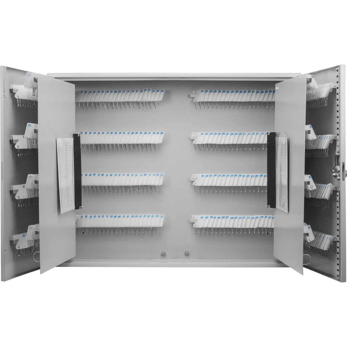 Adjustable key cabinet with lock, wall-mounted organizer with numbered blue key tags on Tampa Home & Garden Store